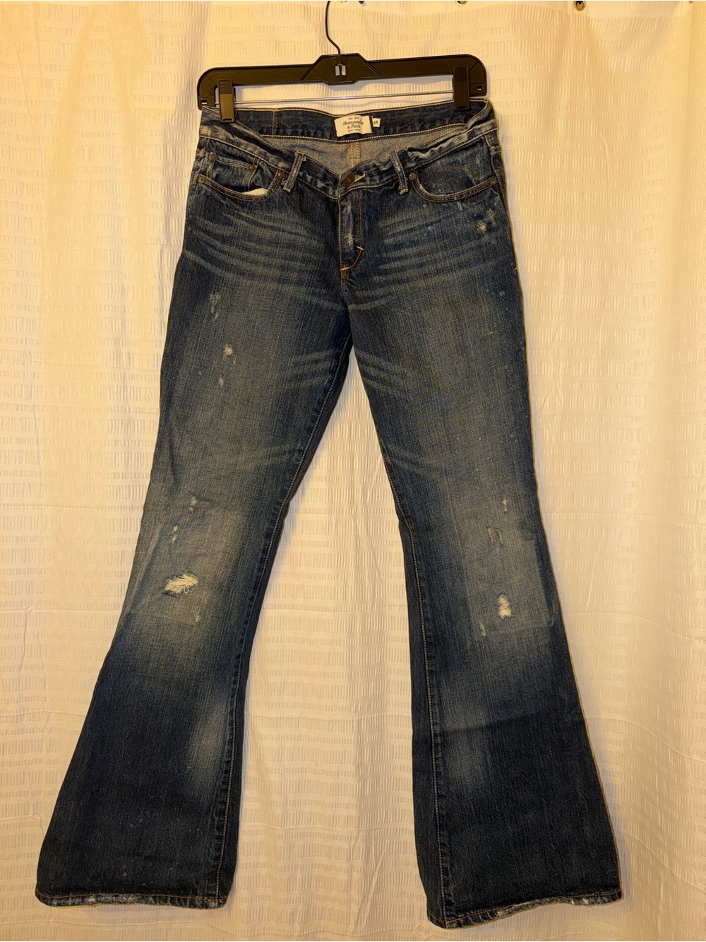 Abercrombie & Fitch Dark Blue Distressed Bootcut Jeans